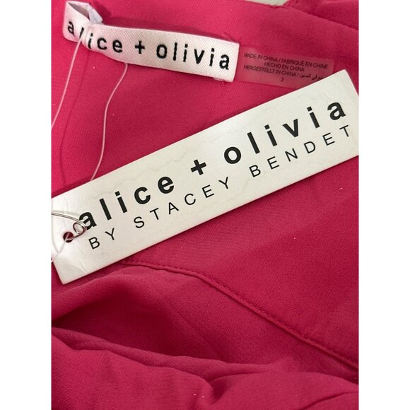 Alice + Olivia Holly Ruffle Maxi Dress With Scarf in Raspberry 2 New Womens Gown - Picture 9 of 16